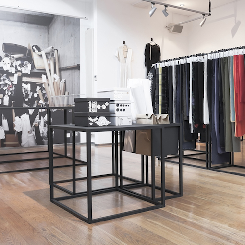 Yohji Yamamoto exhibition installation view, photography by Nuwan Wije